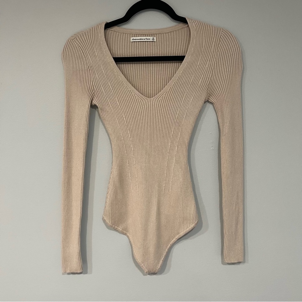 Abercrombie & Fitch Cream Ribbed Bodysuit